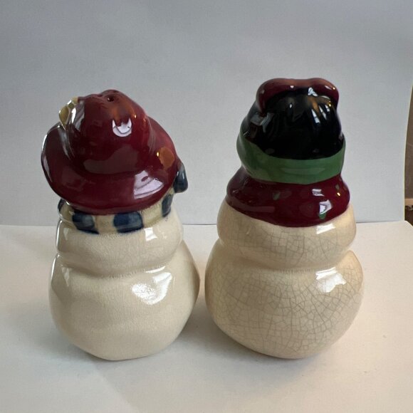 Vintage Ceramic Snowman Salt & Pepper Shakers Set Hand-Painted - Picture 2 of 3